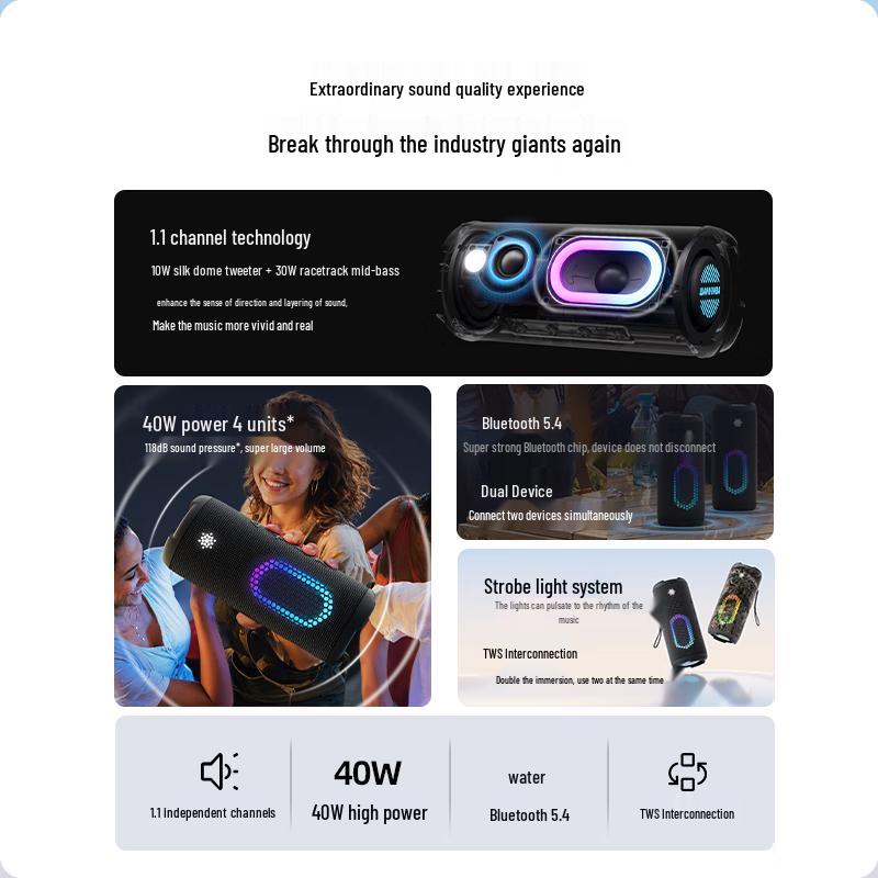 WANYINBA M9 40W Tragbarer Bluetooth-Lautsprecher für den Außenbereich