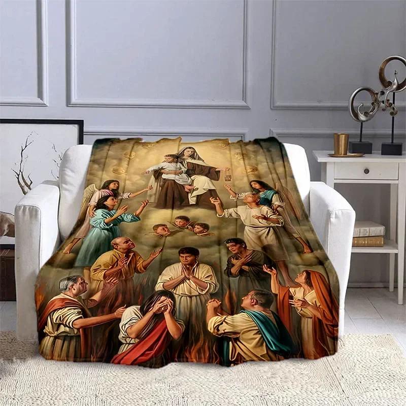Jesus and The Virgin Mary Print Blanket Faith Religious Blanket Soft Warm Throw Blanket Sofa Bedding Birthday Gifts Blanket