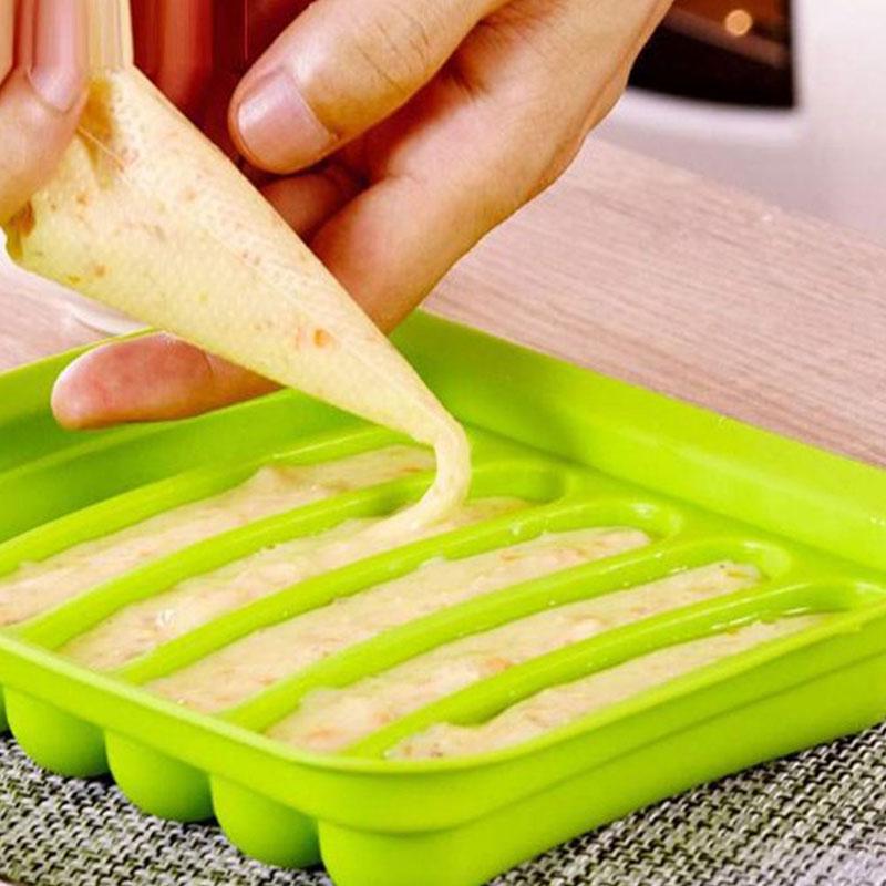 6 Cavity Silicone Sausage Mold Homemade Ham Dog Baking Egg Food Mould