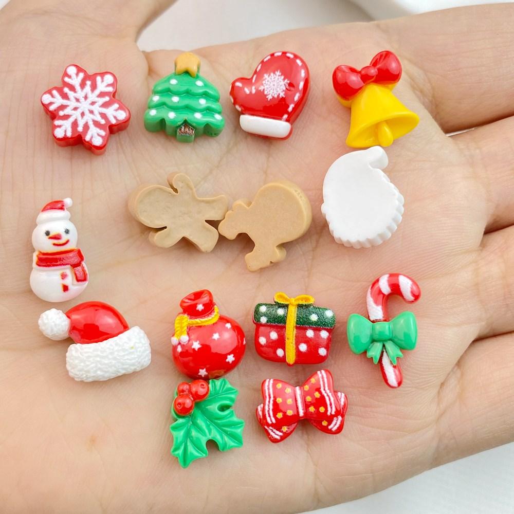 30Pcs New Cute Resin Mini Christmas Collection Flat Back Manicure Parts Embellishments For Hair Bows Accessories