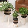 Woven Flower Planter Holder Handwoven Basket Paper Rope and Iron Wire for Home and Office Decors