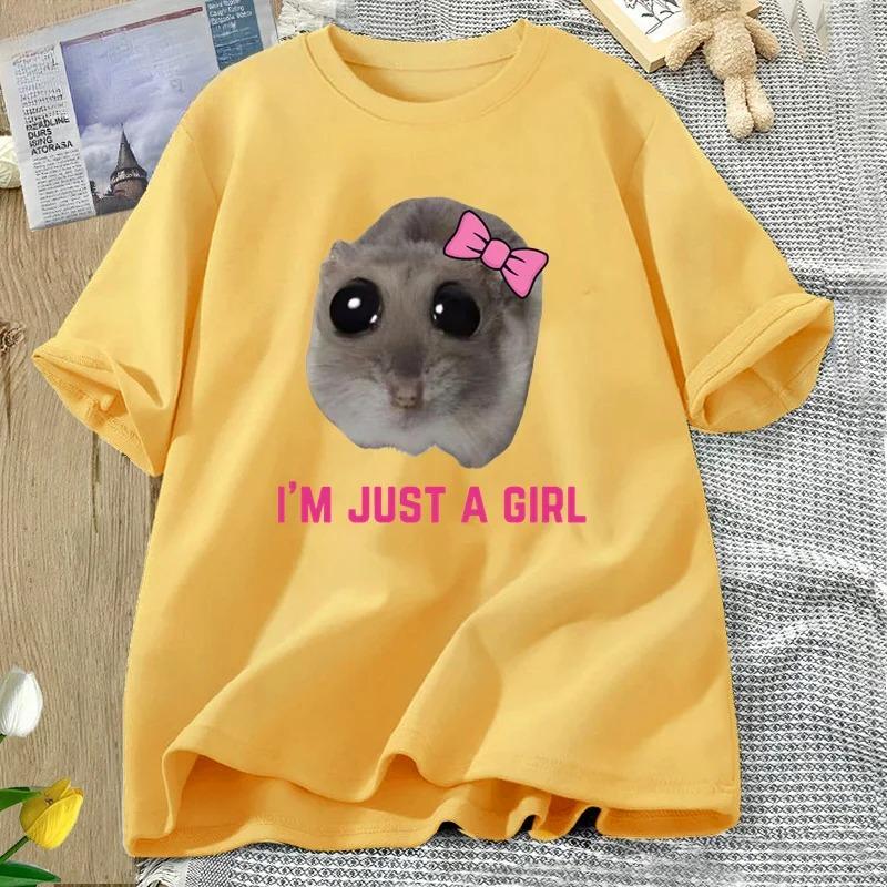 Jestem Tylko Dziewczyną Smutny Chomik Mem Koszulka Damska Męska Zabawne Głupie Koszulki Krótki Rękaw Unisex Moda Streetwear