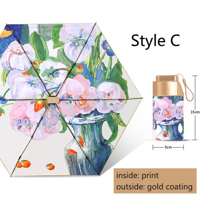 Mini Sun Umbrella Rain Umbrellas Anti UV 6-Folding Parasol Portable Lightweight Women Men Pocket Sunshade Umbrella for Travel