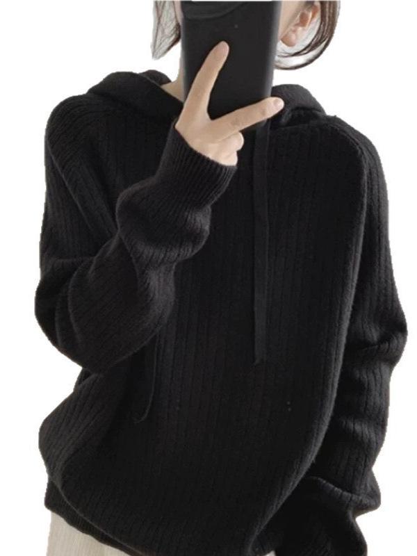 Women's Oversized Long Sleeve Knit Hoodie Sweater
