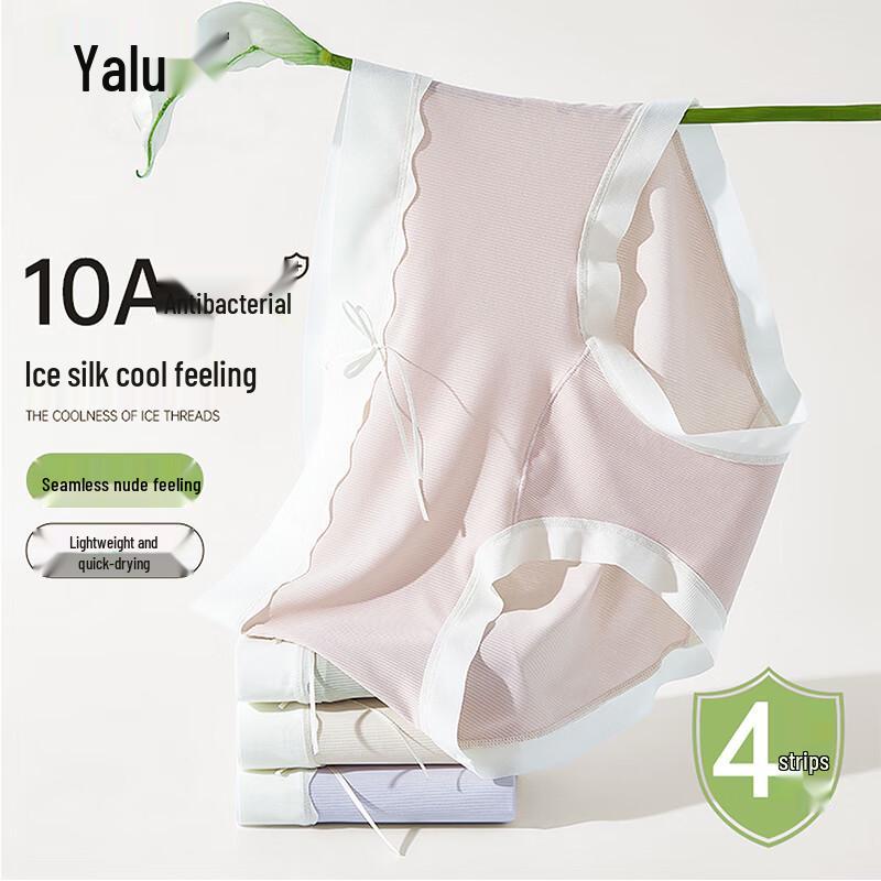 

Yalu Women s Ice Silk Seamless Mid-Waist Briefs 4-Pack L