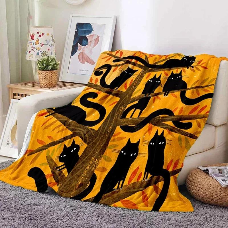 Cute Cartoon Cat Throw Blanket Ultra Soft for Sofa Travel Yoga Picnic Portable Cozy Tin Blankets