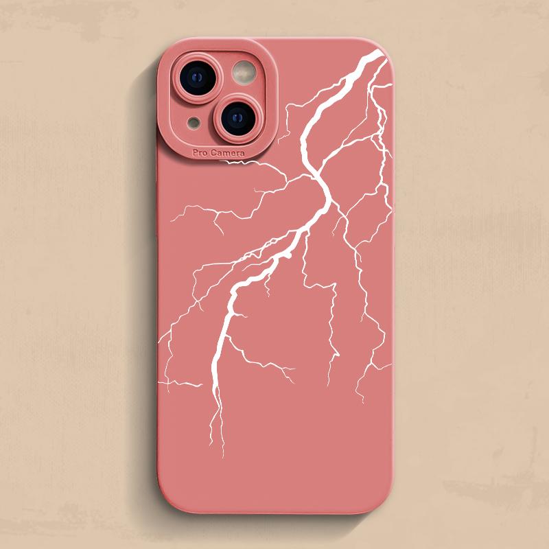 Cool Red Lightning Printed Phone Case For iPhone 16 16E 15 14 13 12 11 Pro Max 7 8 Plus X XR XS Matte Shockproof Silicone Cover