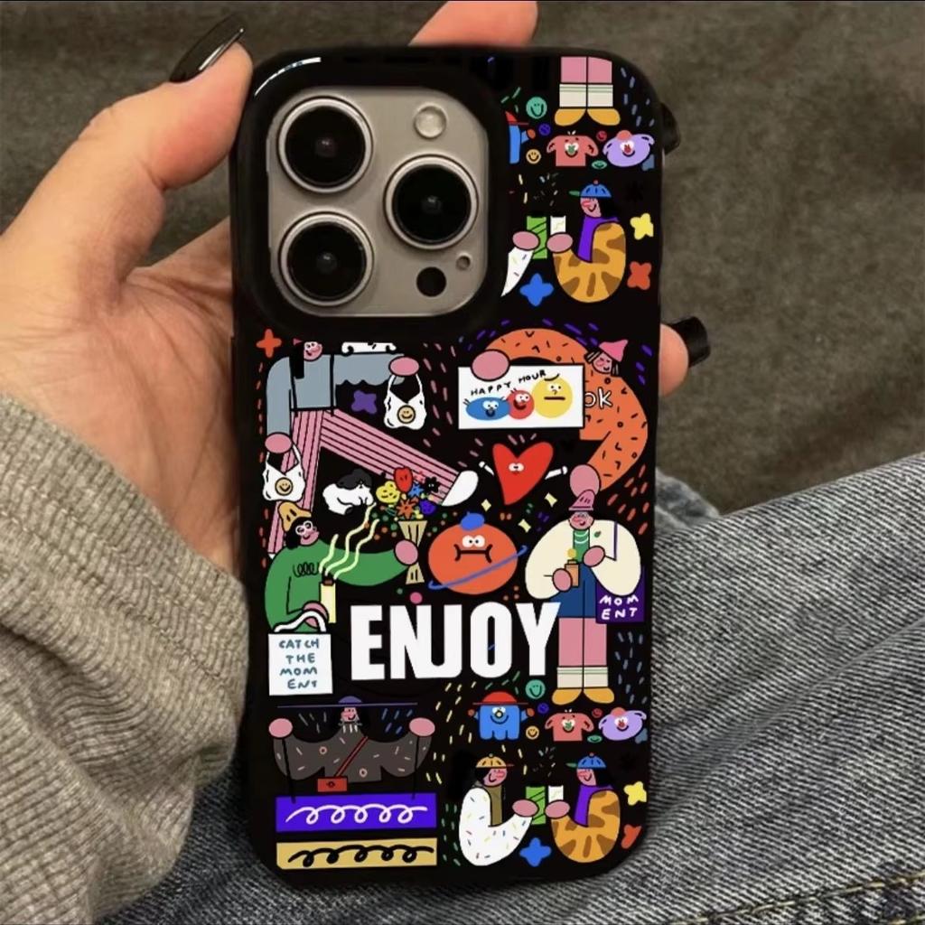 INS Fashion Cartoon Graffiti Jelly Phone Case For IPhone 16 15 Pro Max 14 13 12 11 15 Pro XR XS Max Shockproof Comic Soft Cover
