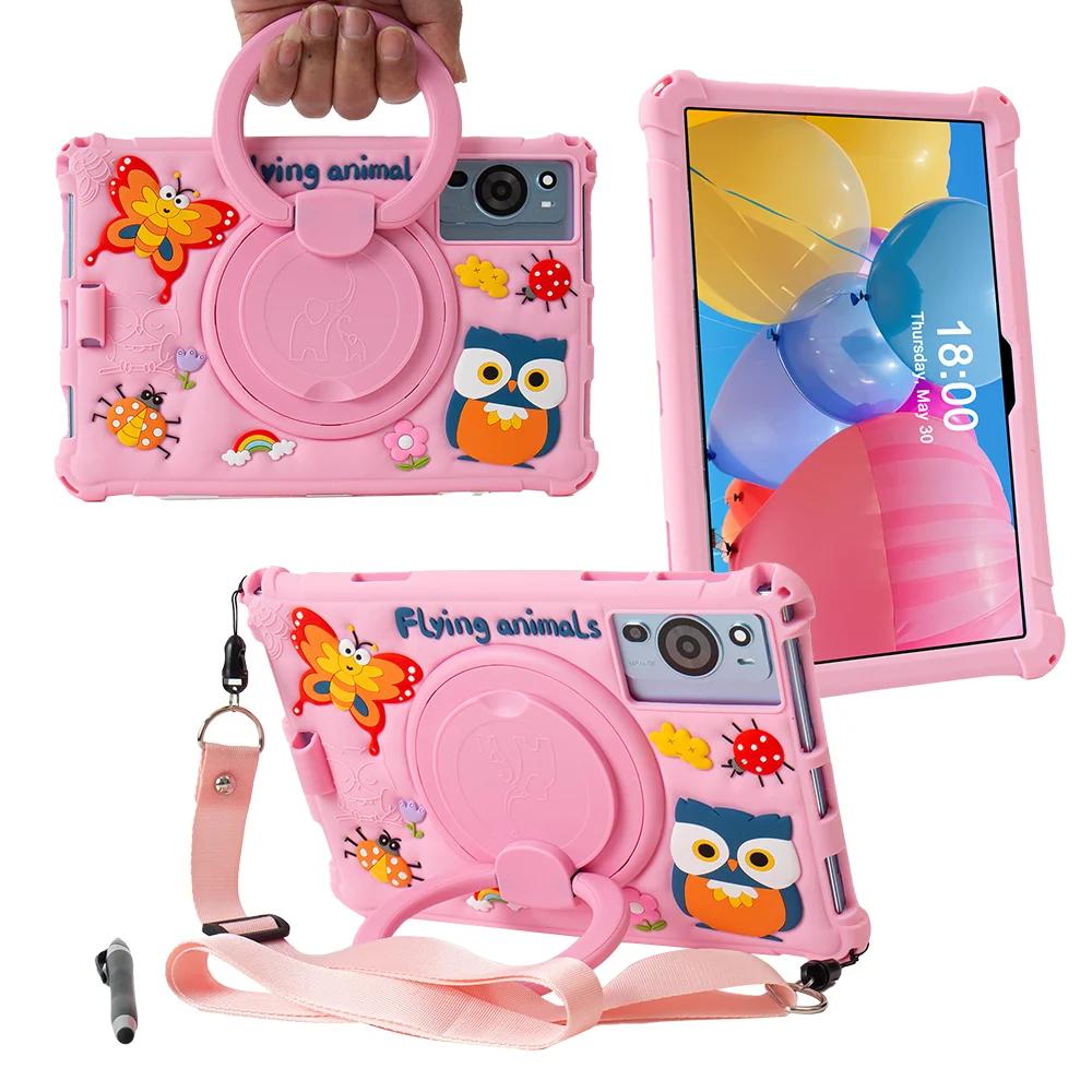 Housse de Tablette Dessin Animé Pour Teclast M50 Mini 8.7 T50HD T50 HD 11 M40 SE Plus P20 HD P30 M40Plus Étui Coque Silicone à Support Rotatif pour Enfants Teclast M50 mini 8.7 rose