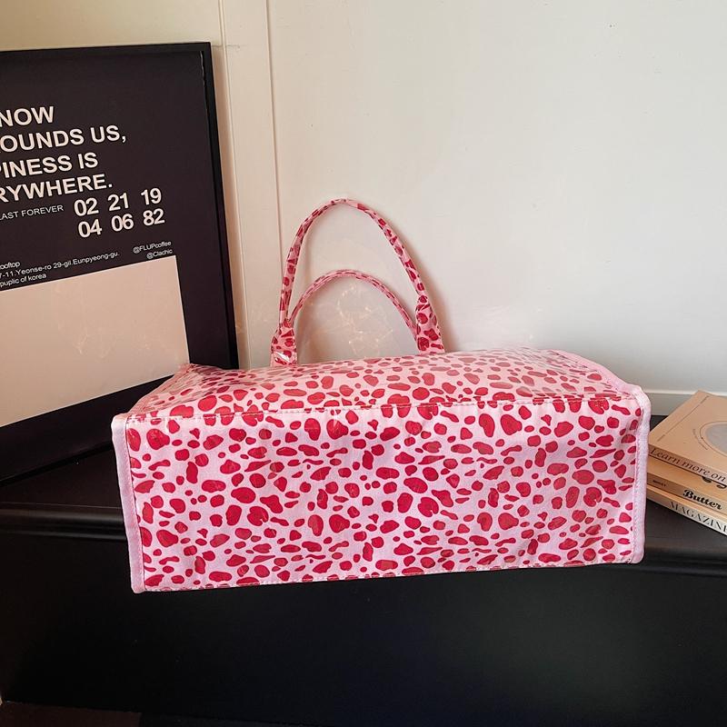 Borsa a Spalla con Stampa Leopardo Trasparente Grande Capacità da Pendolare Borsa Tote da Donna