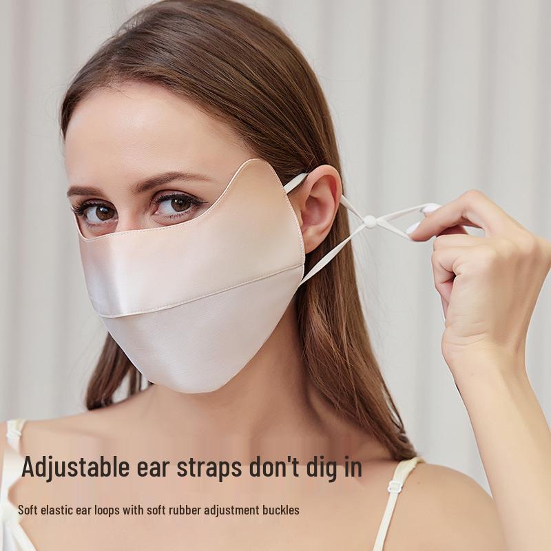 Silk Sunscreen Mask for Sensitive Skin - Blush Gradient, Breathable UV Protection, Full Face Coverage with Mulberry Silk Eye Corners.