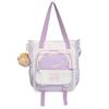 Trendy Canvas Shoulder Bag Cute Color Block Handbag Lightweight Waterproof