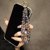 4pcs Luxury Crystal Phone Wrist Strap, Handmade Beaded Water Drop Charm, Metal Ring Anti-lost Chain, for Keychain & Bag Decor.