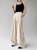Women's Summer Wide-Leg Cotton Linen Trousers - Loose, Floor-Length, Casual Tencel Pants