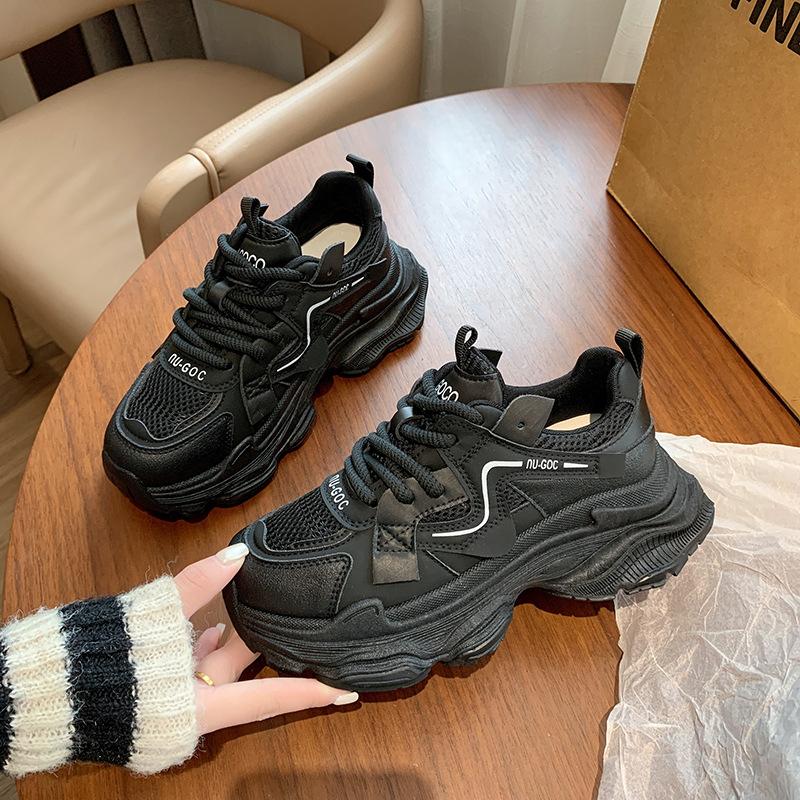 Thick-soled Heightened Little Dad Shoes for Women's 2025 Autumn New Fashionable Versatile Mesh Breathable Sports and Leisure Shoes