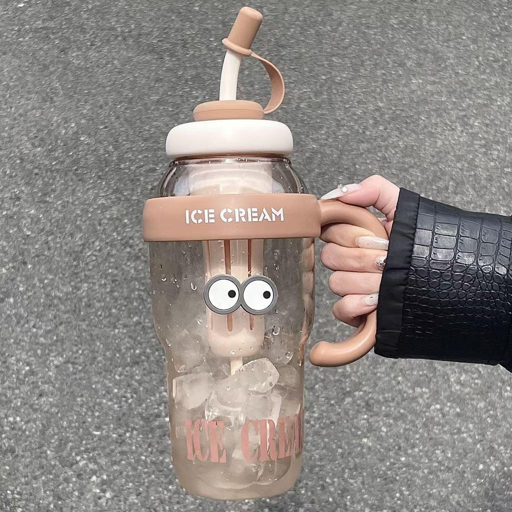 Lucky Belly Jumbo Water Bottle with Tea Infuser, Straw, High-Value Handle, and Convenient Ice Holder