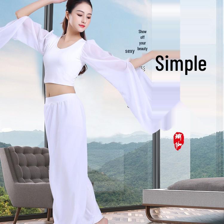 Dámský pohádkový šifonový crop top set na tanec a cvičení jógy