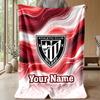 Custom Text Flannel Throw Blanket, Lightweight Cozy Bed Sofa BlanketAthletic Bilbao FC