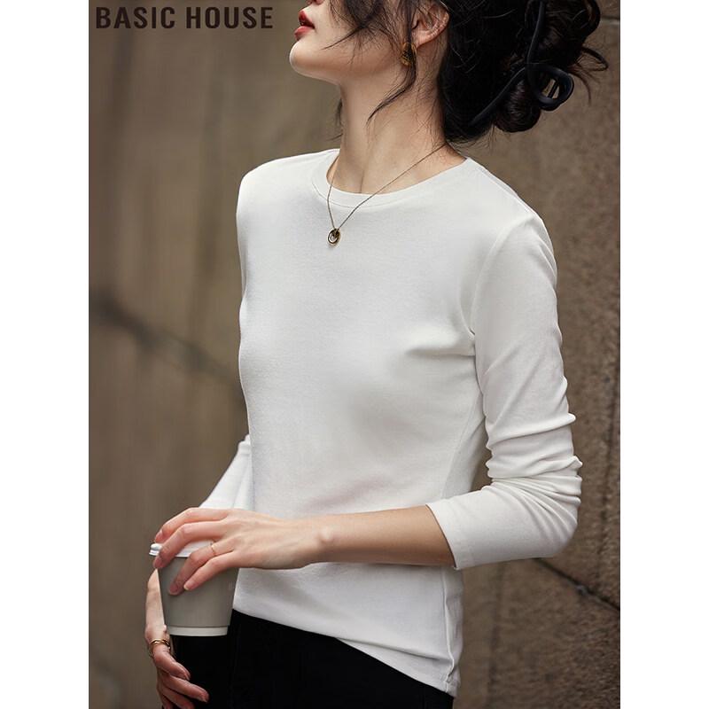 Basic House Women s 2026 Spring Crew Neck Long Sleeve T-Shirt S
