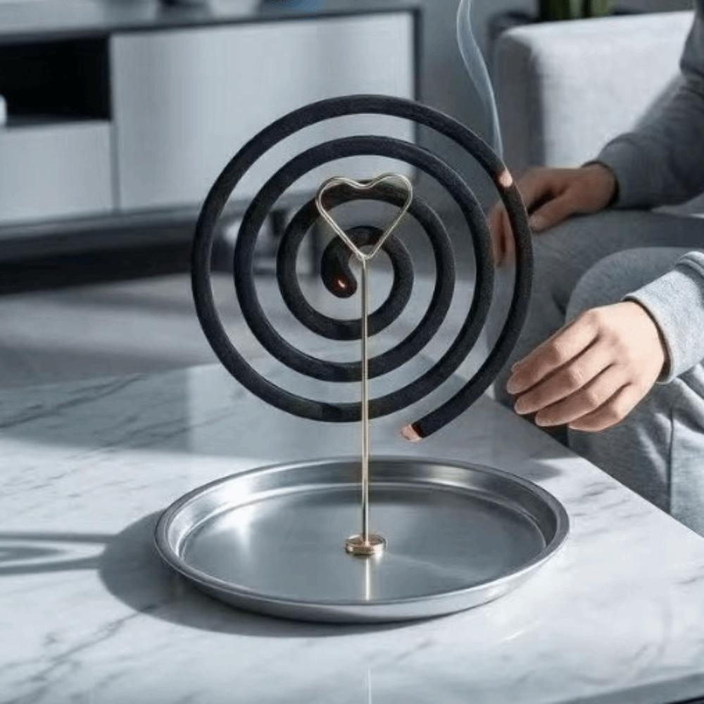 Heart Shape Magnetic Mosquito Coil Holder with Tray Heat-Resistant Gnat Coil Stand Anti-Tip Anti-Scald Incense Clip Living Rooms