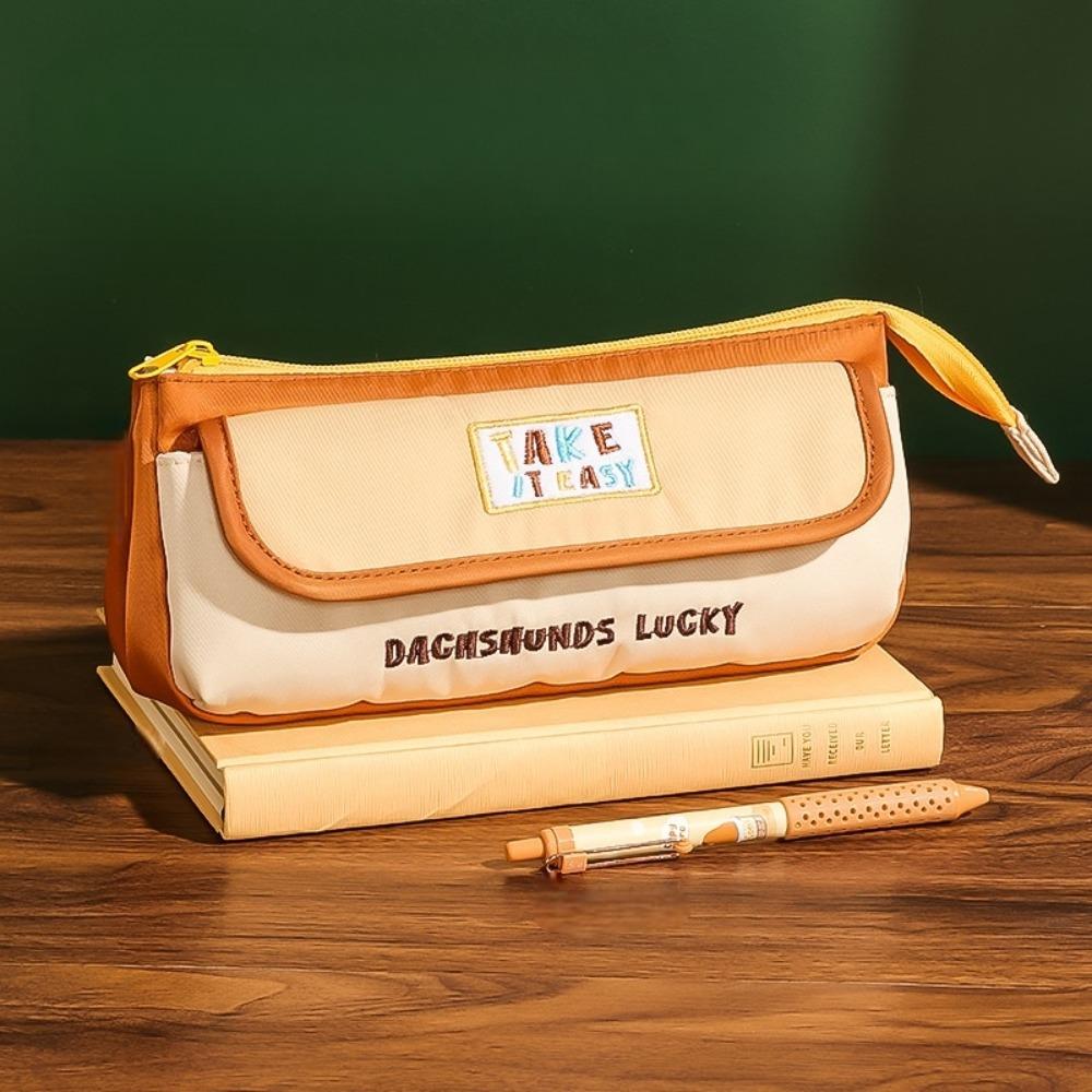 

Desktop Storage Retro Style Pen Bag Pencil Pouch Cloth Stationery Bag School Supplies коричневый