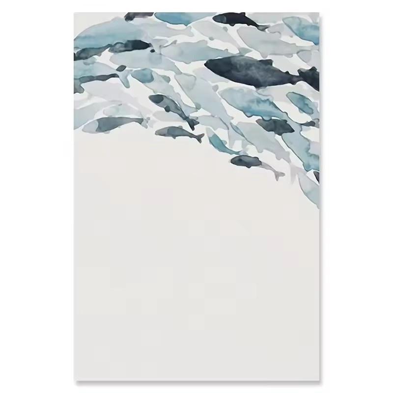 Watercolor Fish Group Wall Art Canvas Posters Golden Fish Blue Prints Canvas Paintings for Living Room Kitchen Frameless