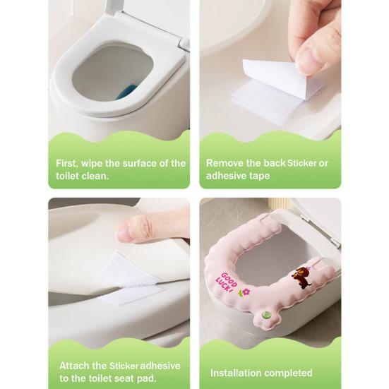 Assento de Vaso Sanitário Padrão Desenho Animado Antiderrapante Adesivo Descascar e Colar Protetor de Assento de Vaso Sanitário Autoadesivo Cobertura de Assento de Vaso Sanitário para Banheiro com Neutralizador de Odores de Aromaterapia