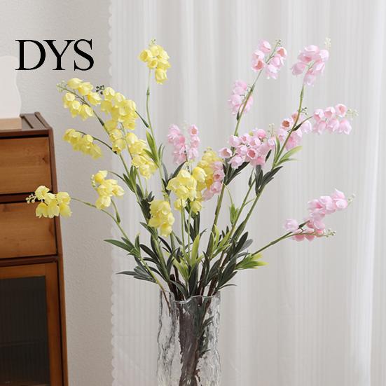 Realistic Artificial Flowers Lily of The Valley, 31.5" Long Stem Faux Bell Flowers, Fake Soft Fabric for Hotel Orchid Bridal Wedding Bouquet