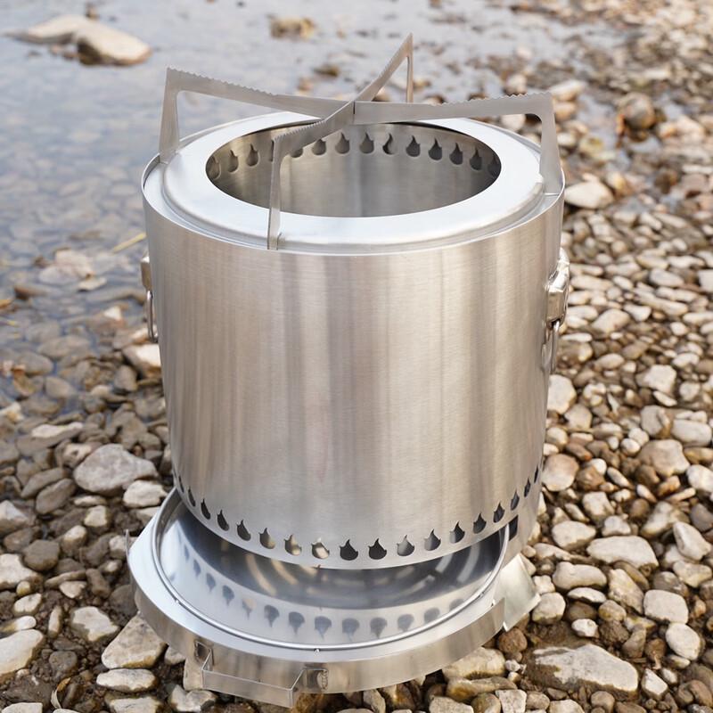 ZISIZ Portable Stainless Steel Outdoor Wood & Charcoal Stove