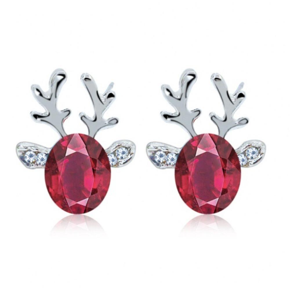 

Fashionable Moose Stud Earrings with Glittering Antler Design for Women красный