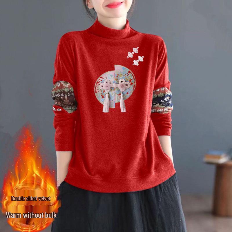 

Retro Ethnic Style German Velvet Double-Sided Semi-High Collar Warm Top S [75-85 lbs]