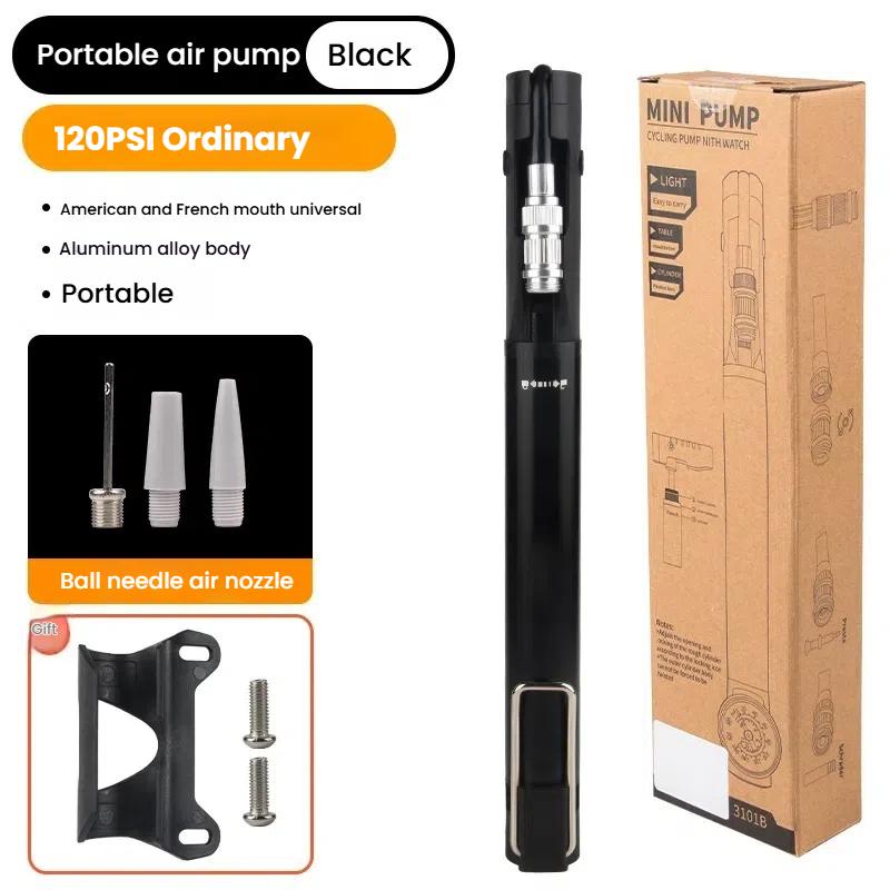 High-Pressure Portable Mini Bicycle Pump with Gauge Schrader Presta Valve Air Inflator for Bike Air Shock Pump hand pump