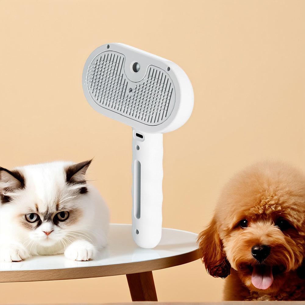 3 in 1 Cat Steam Brush with Release Button Pet Brush Rechargeable Dog Brush Pet Hair Cleaning Brush Comb for Shedding & Grooming
