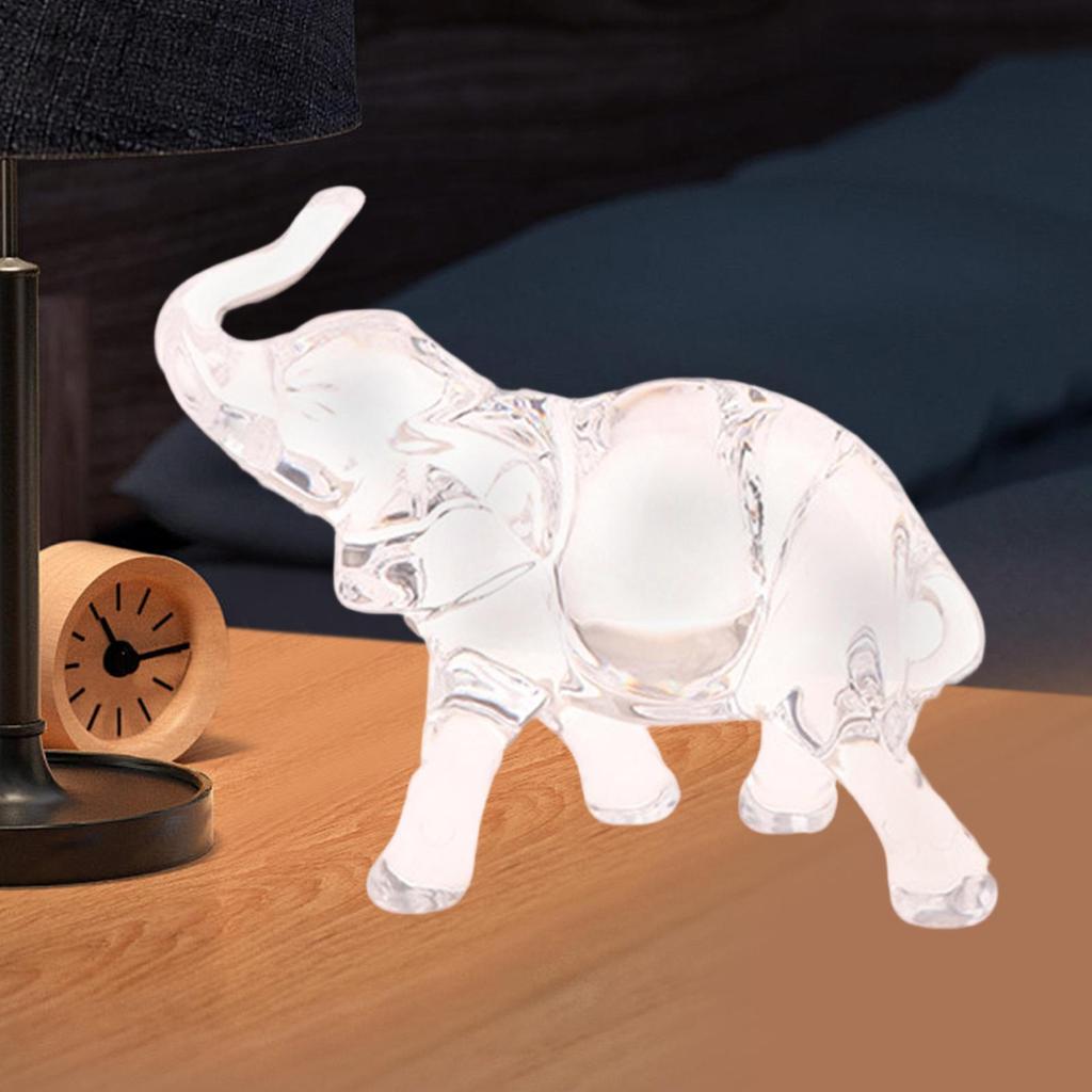 Animal Sculpture Gift for Home Decor Artwork,Elephant Statue Acrylic Figurine Tabletop Ornament for Fireplace Office Desktop