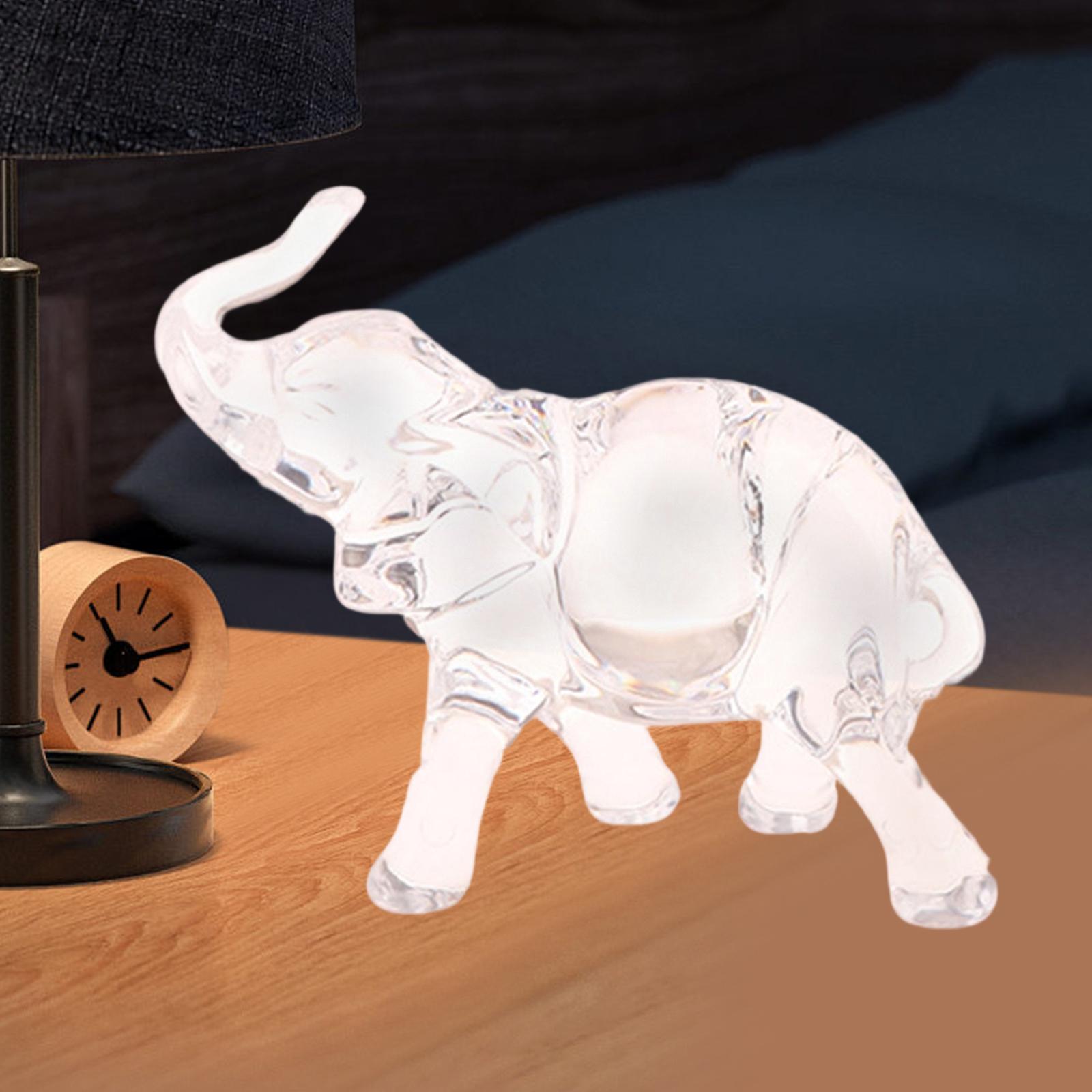

Animal Sculpture Artwork Collectible Crafts Decoration Elephant Statue Ornament Acrylic Figurine for Cabinet Hallway Office Desk чистий