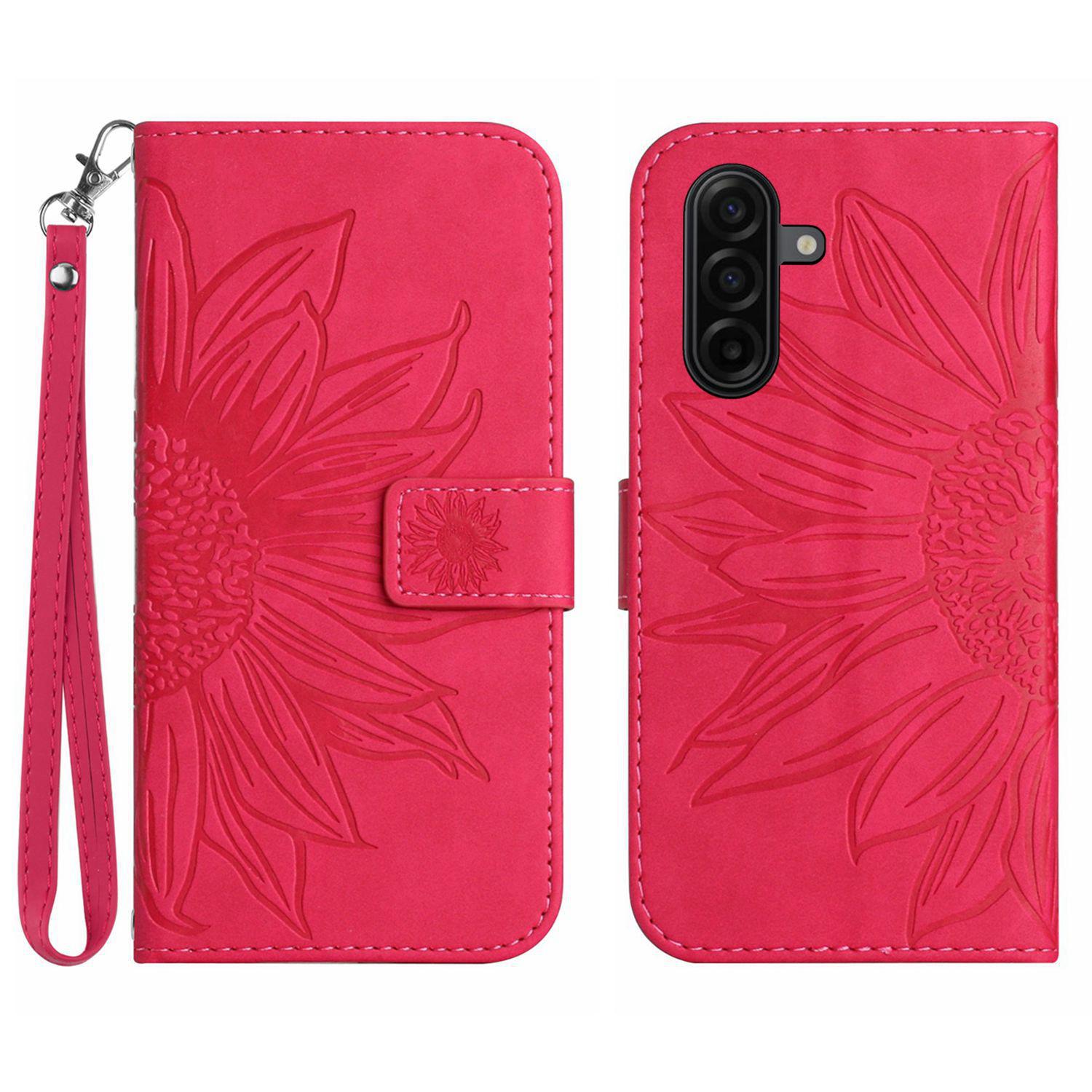 

For Samsung Galaxy S26 Pro Case Sunflower Imprint Leather Wallet Phone Cover with Wrist Strap