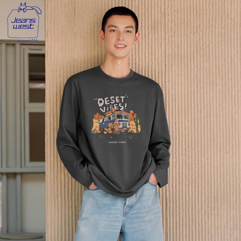 JEANSWEST CLUB Men s Heavyweight Pure Cotton Long-Sleeve T-Shirt 4XL