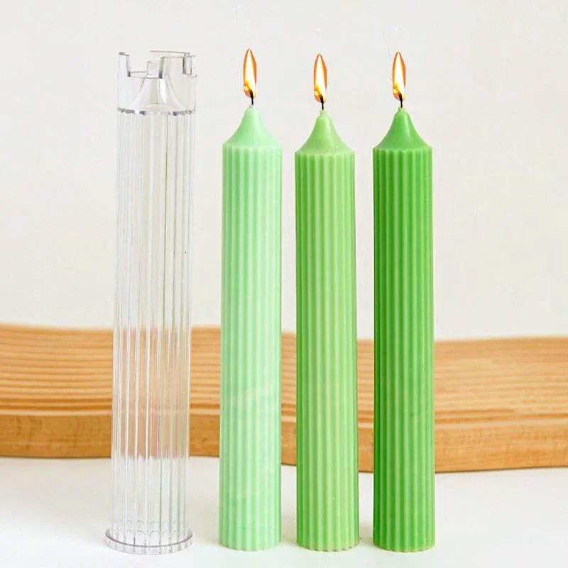 Pinstripe Cylindrical Pole Candle Mold Diy Cylindrical Candle Making Supplies Easy To Release Durable Acrylic Plastic Mould