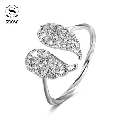 Women Fashion Angel Wing Shape Adjustable Jewelry Cuff Open Finger Ring