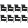9 Piece Garden Dining Set with Cushions Black Poly Rattan