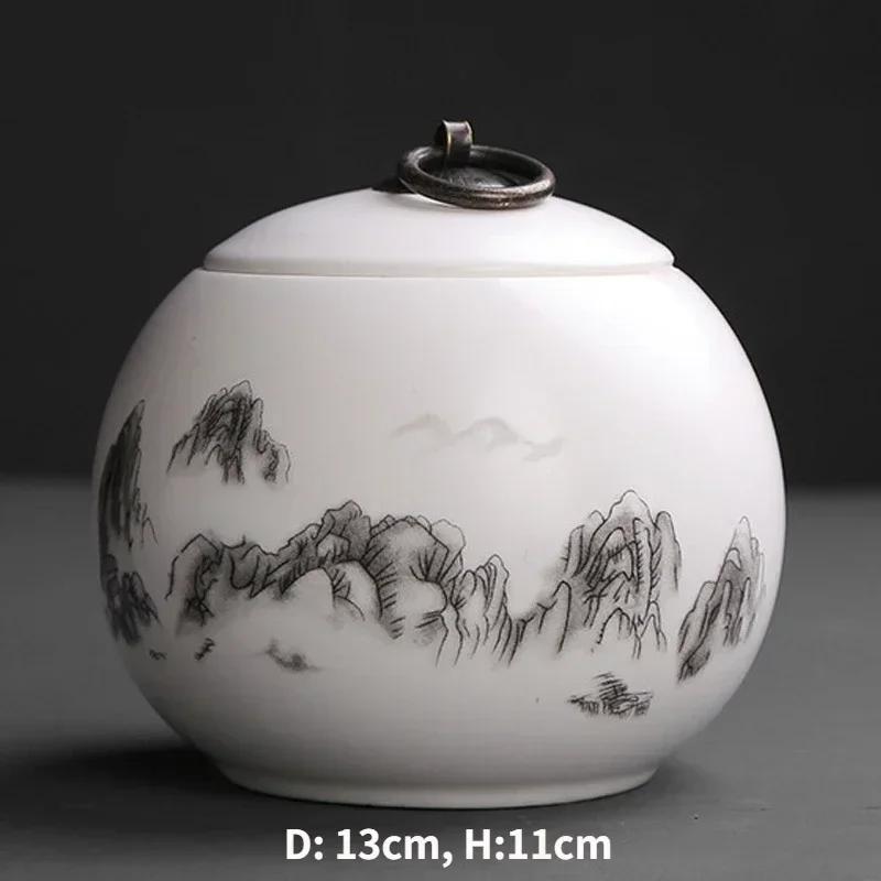 Canister for Loose Tea, Chinese Porcelain Puer Tin, Caddy, Ceramic Canister, Airtight Coffee, Household Jar, Storage Container