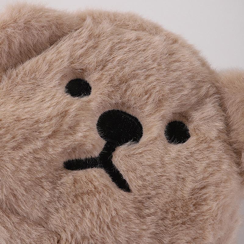 Bolsa de Moedas com Zíper de Urso Fofo de Desenho Animado Bolsa de Maquiagem Durável Bolsa de Fone de Ouvido Portátil de Pelúcia Bolsa de Maquiagem para Meninas Carteira Pequena Kawaii