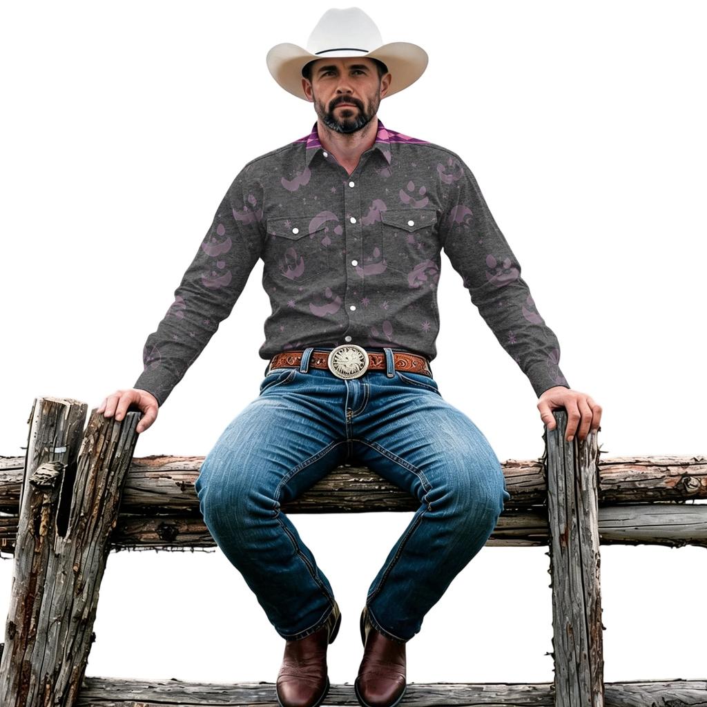 Men's Long Sleeve Shirt Cardigan with Two Pockets