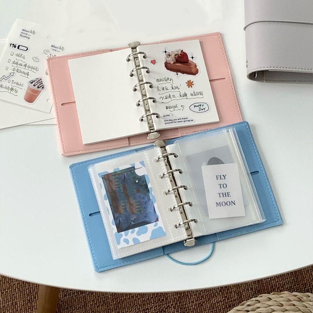 PU Leather Loose Leaf Notebook M5 DIY Binder Notebook Creative Mini Pocket Notebook  School