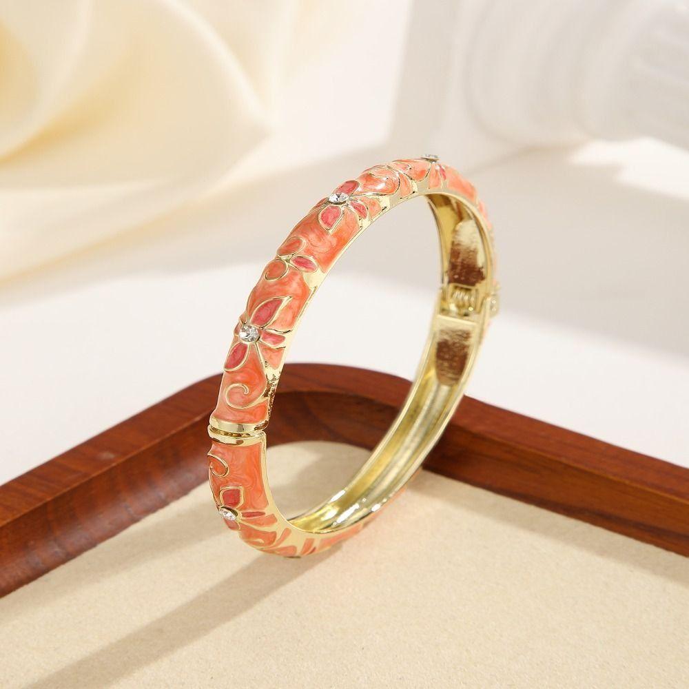Eingelegtes Emaille Abgetropfte Glasur Armreif Ausgehöhlt Klassisch Cloisonné Armband Retro Elegant Öltröpfchen Armband Party Schmuck