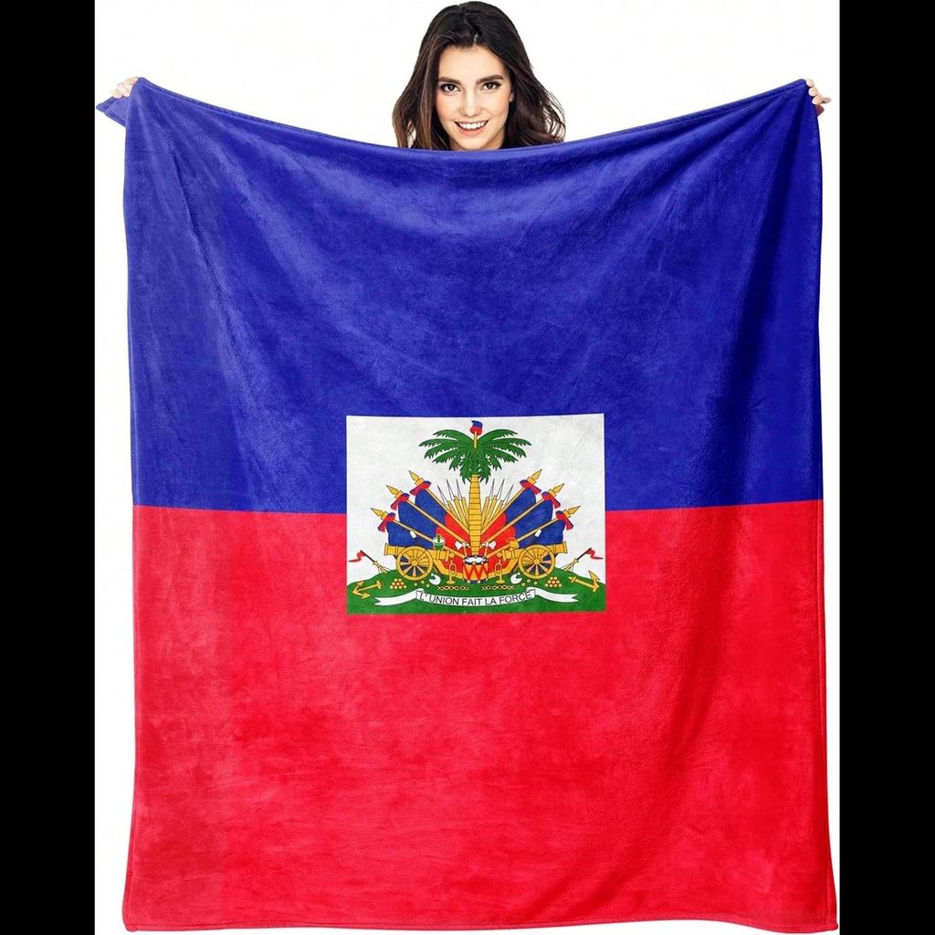Coperta Bandiera Nazionale Haiti PC D Flanella Piatta Ultra Morbida Calda per Tutte le Stagioni Design Patriottico per Camera da Letto Soggiorno