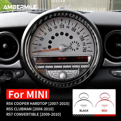 Fibra de carbono para mini cooper hardtop r56 clubman r55 conversível r57 velocímetro do carro botão de rádio quadro acessórios adesivo guarnição