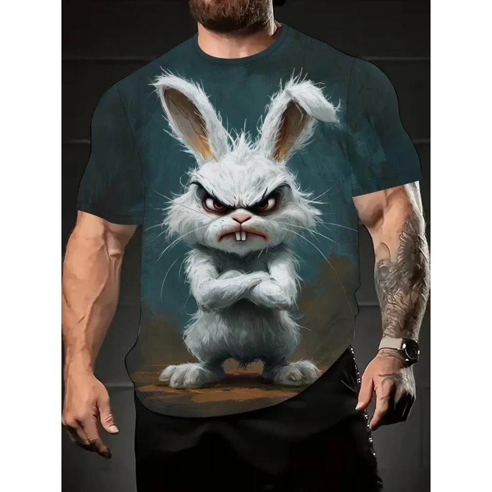 Men's T-Shirt Cartoon Style Animals Pig Cat Graphic 3D Printed T-Shirt Casual Short Sleeved Tee Outdoor Loose Men Clothing Tops