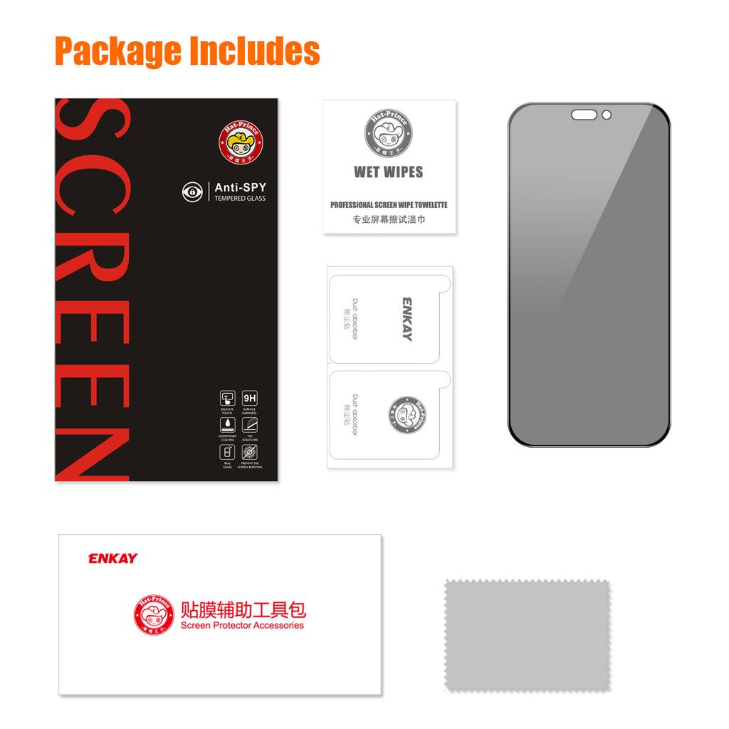 ENKAY HAT PRINCE For iPhone 14 Pro Anti-Spy High Aluminium-silicon Glass Film Full Coverage