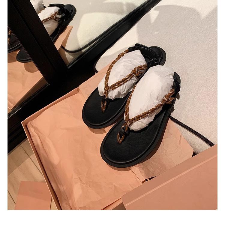 Grape Mom Huizhou Women's Shoes 2025 Spring and Summer Sparkling Rhinestone Flat Shoes Knot Flip-flops Sandals Women's Fashion